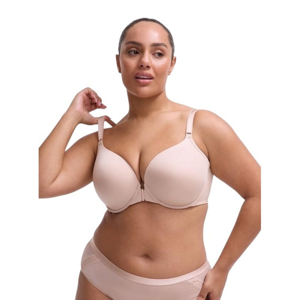 Torrid 40DD Push-Up Bra Beige Front-Closure Mesh Posture Back Smoothing 1730